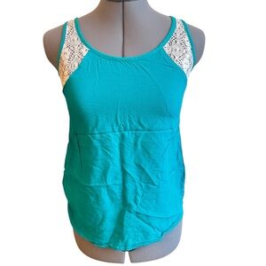 Mossimo Teal Lace Strap Tank Boho Y2K Flowy Summer Casual Camisole Lightweight